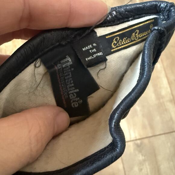 Eddie Bauer Men’s XL Deerskin Leather Gloves Thinsulate Lined Black Winter Warm - Picture 3 of 5